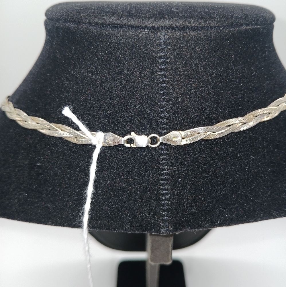 Vintage Sterling Silver Braided Necklace 9.58 grams 4.4mm 8.5" - Picture 3 of 3